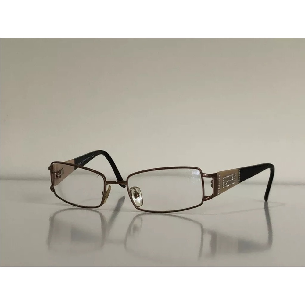 Versace MOD. 1163-B 1045‎ Rectangle Brown Crystals Eyeglasses Frame 52*16*130